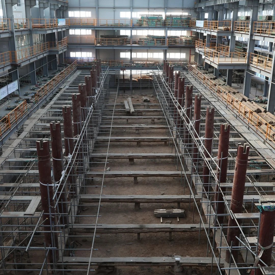 Estructura temporal que permitió el desmontaje completo del Jinnamgwan